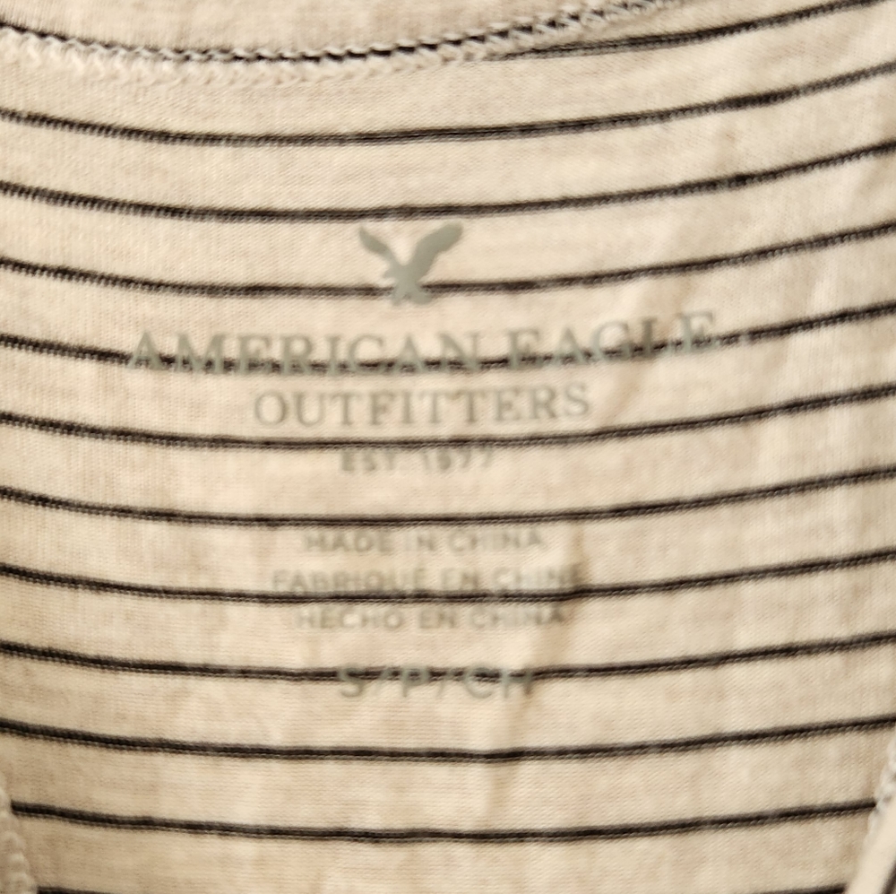 American Eagle Bodysuit Striped Sleeveless Racerback Bodysuit Top White Small - Picture 4 of 4